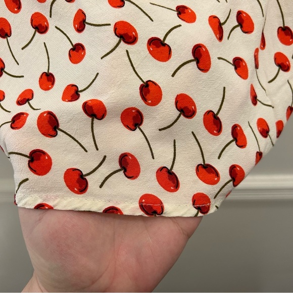 Obey Corey Skirt Small Cherry Print cream red black Dolls Kill cherries - Picture 3 of 8